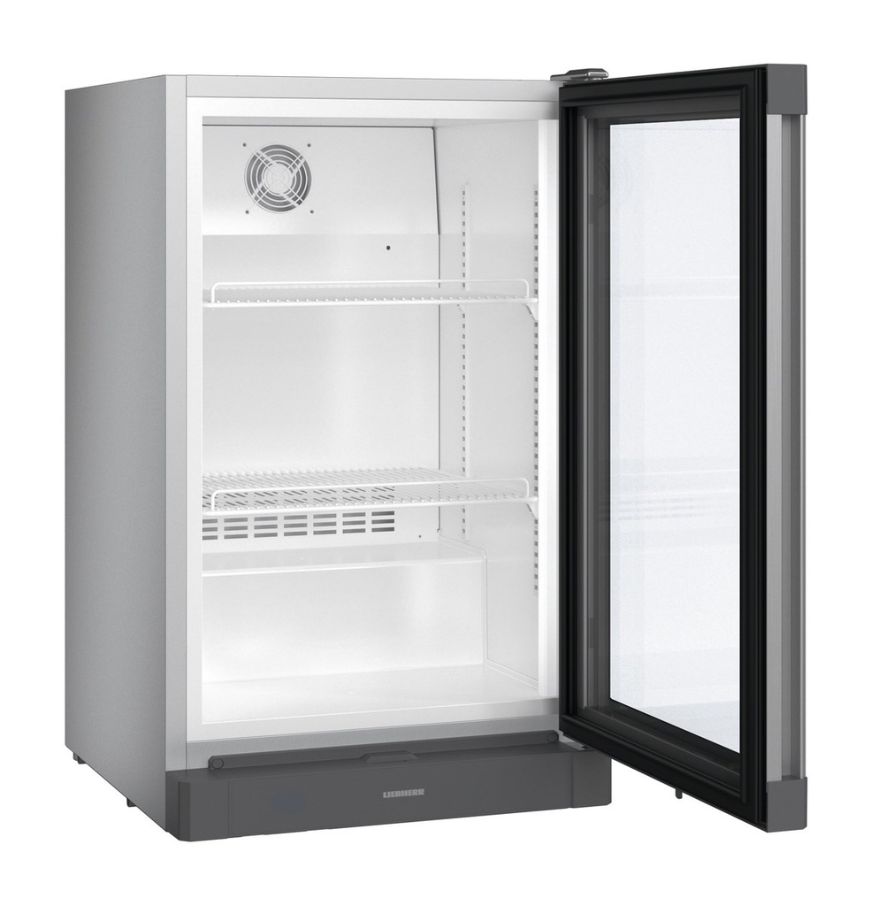 Pultová chladnička s dynamickým chladením, 106 l, strieborná, presklené dvere