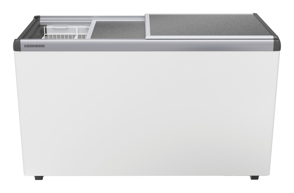 Predajná truhlicová mraznička so statickým chladením, 383 l, biela, hliníkový posuvný kryt