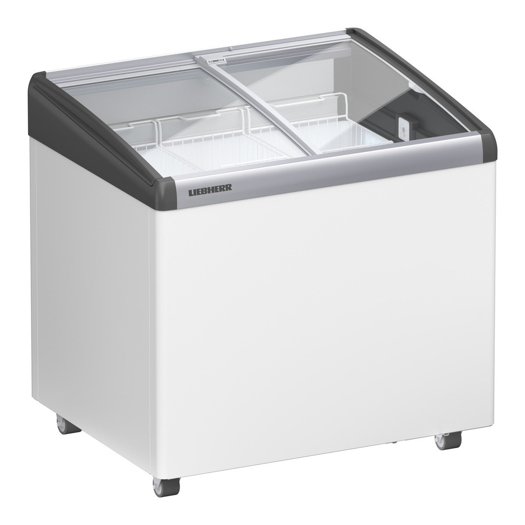 Predajná truhlicová mraznička so statickým chladením, 143 l, biela, sklenený posuvný kryt