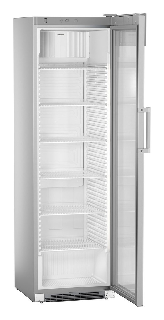Prezentačná chladnička s presklennými dverami a dynamickým chladením, 441 l, sivá