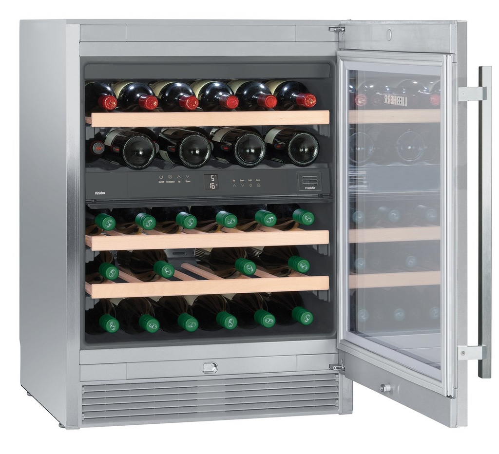 Viacfázová chladnička na víno Vinidor, 95 l, nerez, sklenené dvere