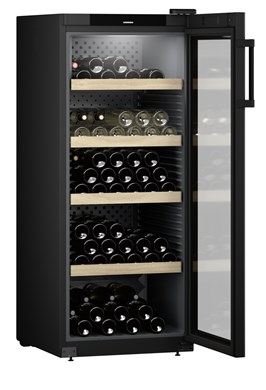 Chladnička na skladovanie vína GrandCru, 329 l, čierna, sklenené dvere