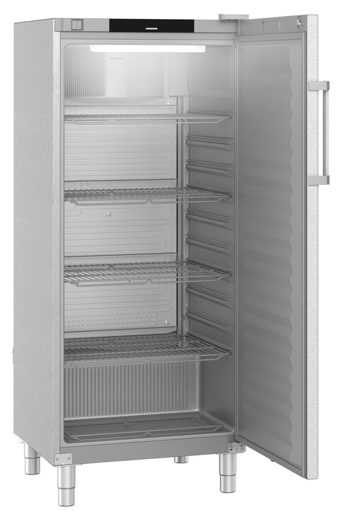 Chladiaca skriňa na GN 2/1 s plastovým vnútrom, ventilované chladenie, plné dvere, nerez/sivá, 571 l
