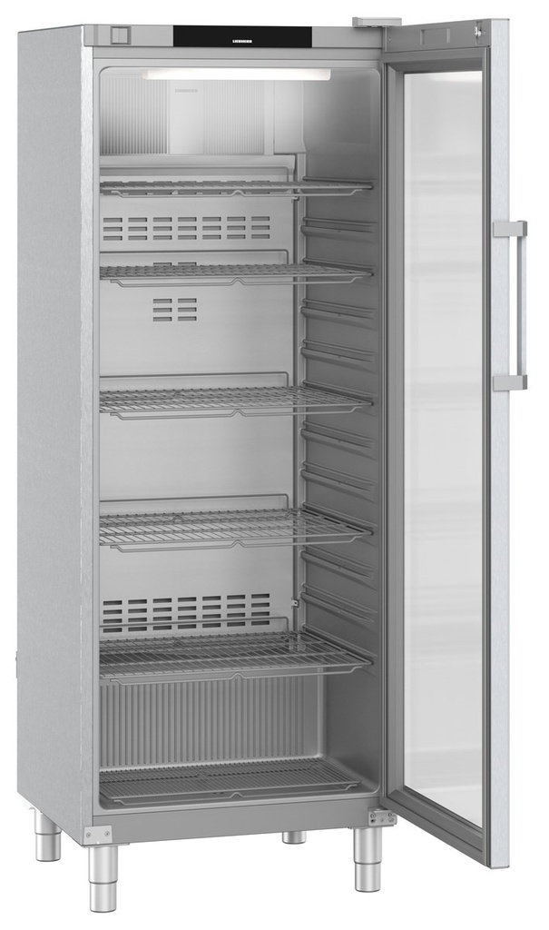 Chladiaca skriňa na GN 2/1 s plastovým vnútrom, ventilované chladenie, presklené dvere, nerez/sivá, 688 l
