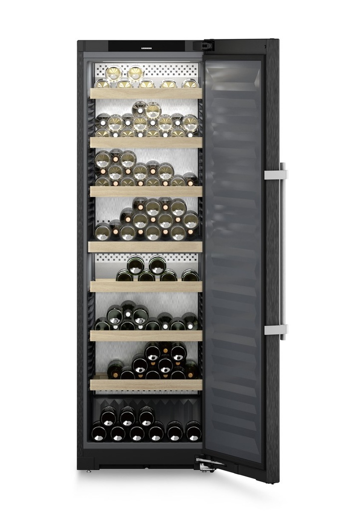 Chladnička na skladovanie vína Vinidor, 349 l, čierna, plné dvere, smart