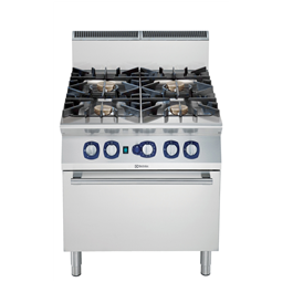 Plynový sporák, 4 x 10 kW horáky, na plynovej teplovzdušnej rúre, š. 800 mm