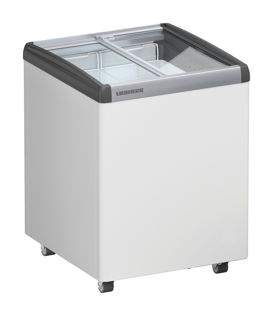 Predajná truhlicová mraznička so statickým chladením, 104 l, biela, sklenený posuvný kryt