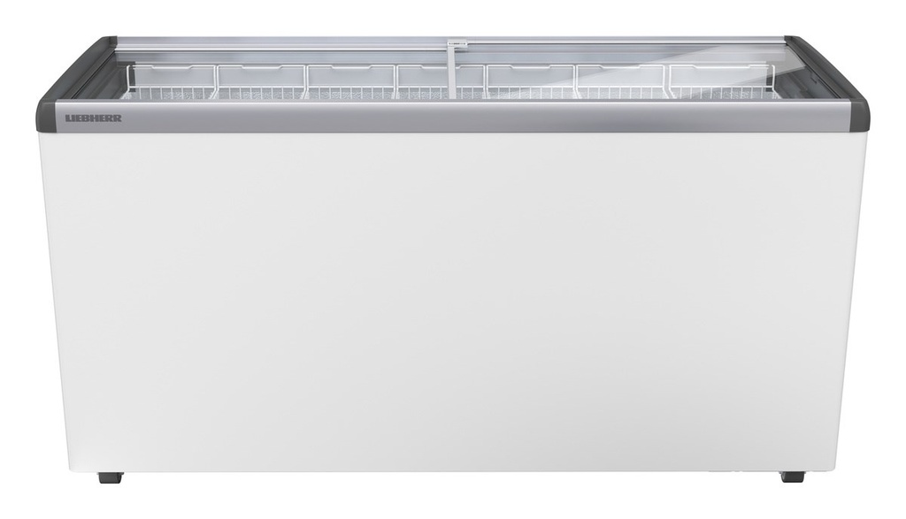 Predajná truhlicová mraznička so statickým chladením, 398 l, biela, sklenený posuvný kryt