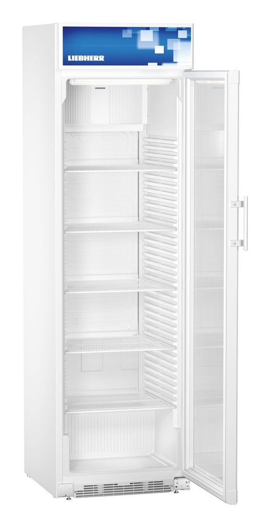 Prezentačná chladnička s presklennými dverami a dynamickým chladením, 403 l, biela
