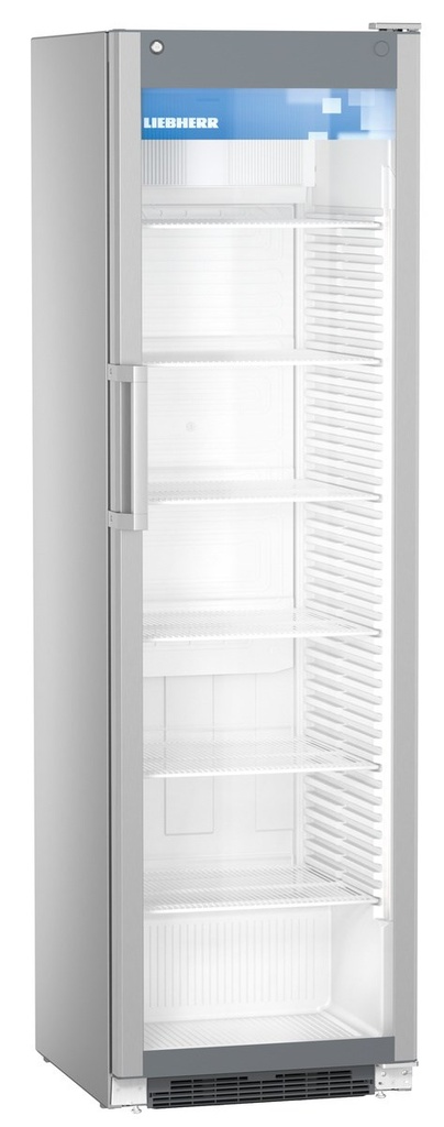 Prezentačná chladnička s presklennými dverami a dynamickým chladením, 441 l, sivá