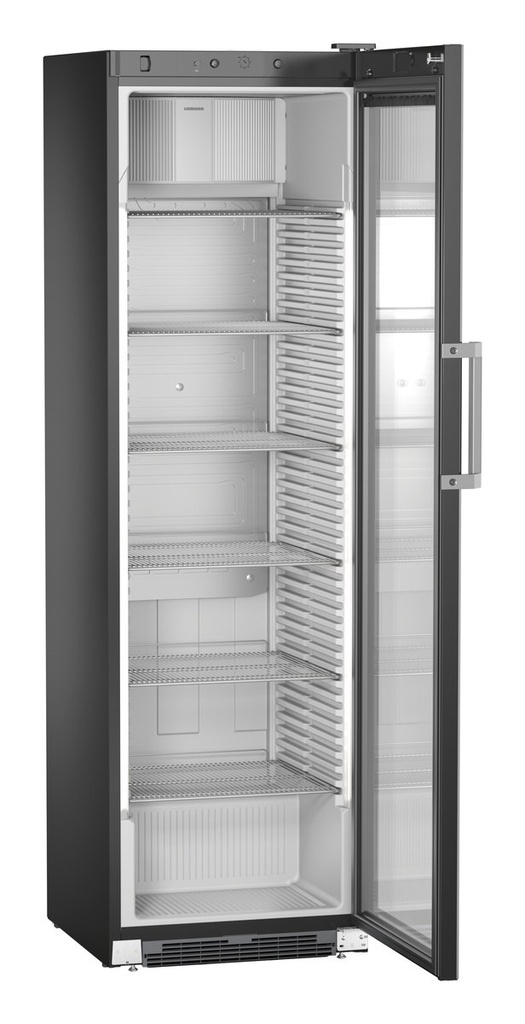 Prezentačná chladnička, presklené dvere, 441 l, čierna, mechanické riadenie