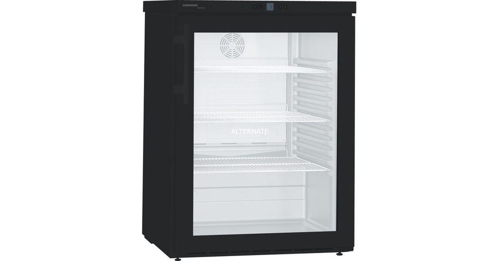 Podpultová chladnička s dynamickým chladením, 148 l, čierna, sklenené dvere