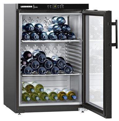 Chladnička na skladovanie vína Vinothek, 135 l, čierna,  sklenené dvere