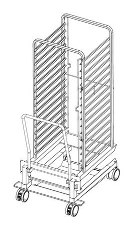 Stojanový vozík typ 20-2/1, 16 zásuvných roštov, rozteč 80 mm
