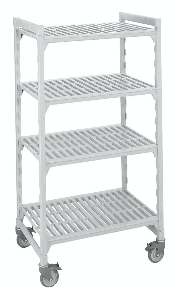 Mobilný regál Premium s 2 stojkami a 4 perforovanými policami, 4 kolieska s brzdou, hĺbka 600 mm, výška 1790 mm