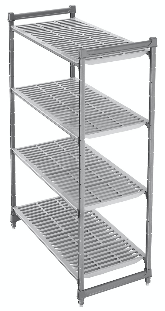 Regál Basics Plus s 2 stojkami a 4 perforovanými policami, hĺbka 360 mm, výška 1630 mm