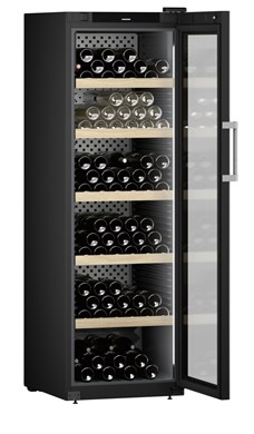 Chladnička na skladovanie vína GrandCru, 443 l, čierna, sklenené dvere, smart