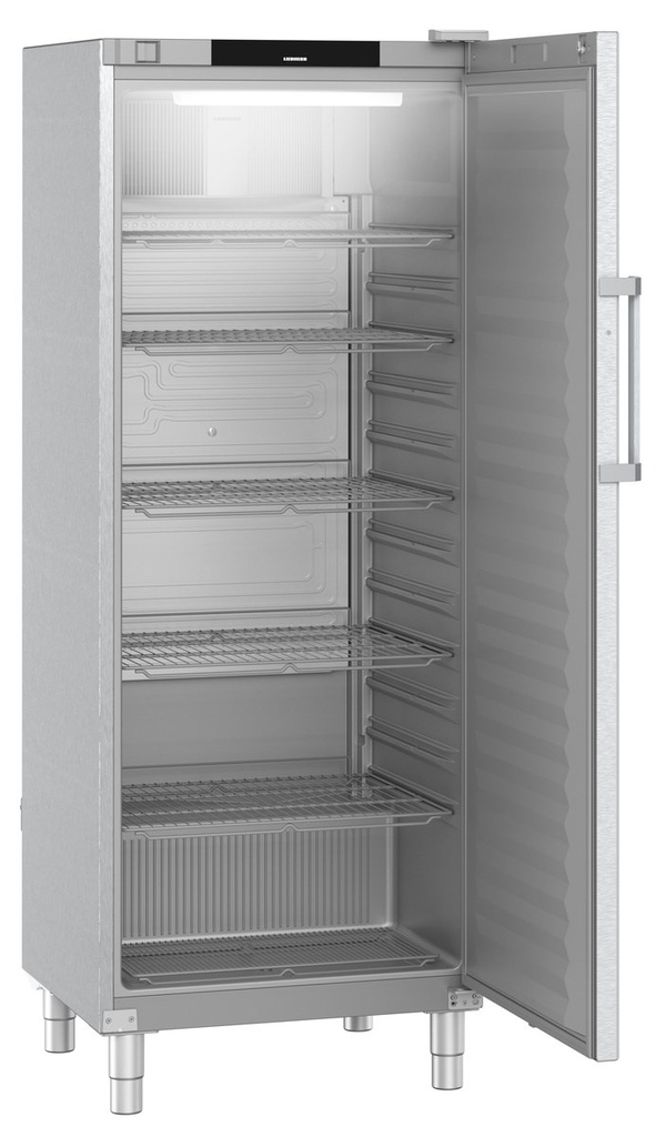 Chladiaca skriňa na GN 2/1 s plastovým vnútrom, ventilované chladenie, plné dvere, nerez/sivá, 655 l