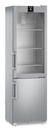 Kombinovaná chladiaca skriňa s mrazničkou, presklené dvere, nerez, 279 l + 110 l