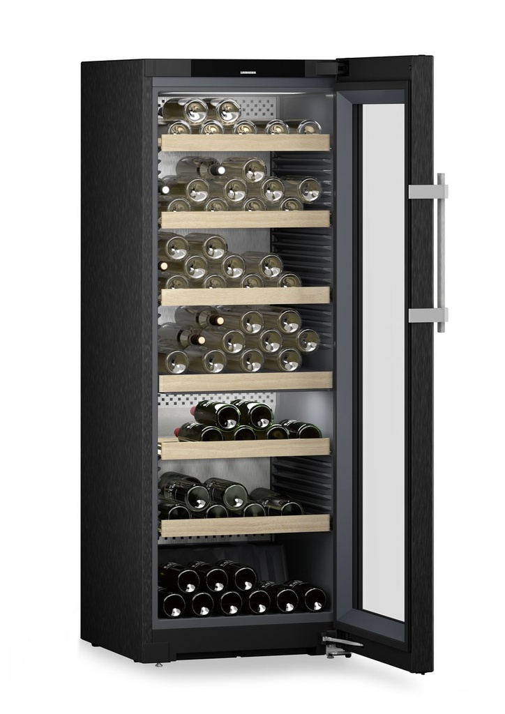 Chladnička na skladovanie vína Vinidor, 319 l, čierna, sklenené dvere, smart