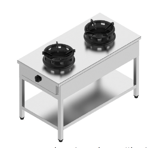 Plynový sporák priestorový - 2 horáky - 2x13 kW, V 850 mm