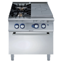 [391020] Tálový sporák (PL) 1/2 tál s centrálnym horákom (5.5 kW) a 2 otvorené horáky (1x10 kW a 1x6 kW), 1/1 modul na plynovej rúre (8.5 kW)