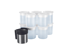 [32562] 10 plastových pacotizačných pohárov + 1 ochranný chrómový držiak