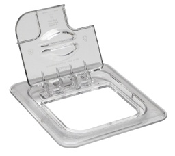 [60CWLN135] Veko na gastronádobu s výklopnou časťou a výrezom 1/6, 16,2x17,6 cm, priehľadný PC