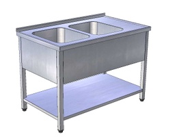 [USN-3kp ] Umývací stôl nerezový s dvojdrezom a s policou