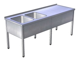 [USNV-3k] Umývací stôl nerezový veľký s dvojdrezom