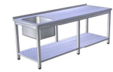 [USNV-1dp] Umývací stôl nerezový veľký s dierovanou policou