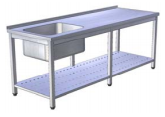 [USNV-2dp] Umývací stôl nerezový veľký s dierovanou policou
