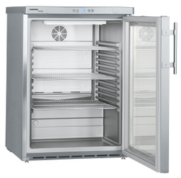 [FKUv 1663] Podpultová chladnička s dynamickým chladením, 148 l, nerez, sklenené dvere