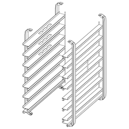 [60.11.563] Závesný rám typ 10-1/1, 7 zásuvných roštov, rozteč 95 mm, pekárska norma (Combi-Rack)