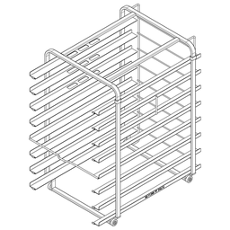 [60.11.599] Stojanový vozík typ 10-1/1, 400x600 mm, 8 zásuvných roštov,  rozteč 81 mm, pekárska norma