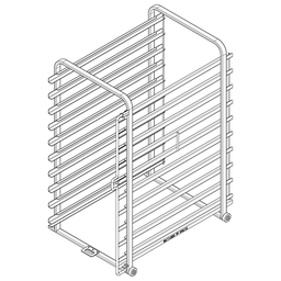 [60.11.600] Stojanový vozík typ 10-1/1, 10 zásuvných roštov, rozteč 64 mm