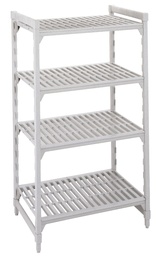 Regál Premium s 2 stojkami a 4 perforovanými policami, hĺbka 400 mm, výška 1700 mm