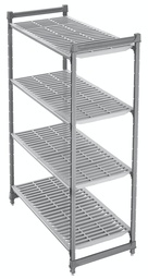 Regál Basics Plus s 2 stojkami a 4 perforovanými policami, hĺbka 460 mm, výška 1630 mm