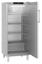 [FRFCvg 5501] Chladiaca skriňa na GN 2/1 s plastovým vnútrom, ventilované chladenie, plné dvere, nerez/sivá, 571 l