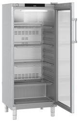 [FRFCvg 5511] Chladiaca skriňa na GN 2/1 s plastovým vnútrom, ventilované chladenie, presklené dvere, nerez/sivá, 600 l