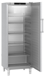 [FRFCvg 6501] Chladiaca skriňa na GN 2/1 s plastovým vnútrom, ventilované chladenie, plné dvere, nerez/sivá, 655 l